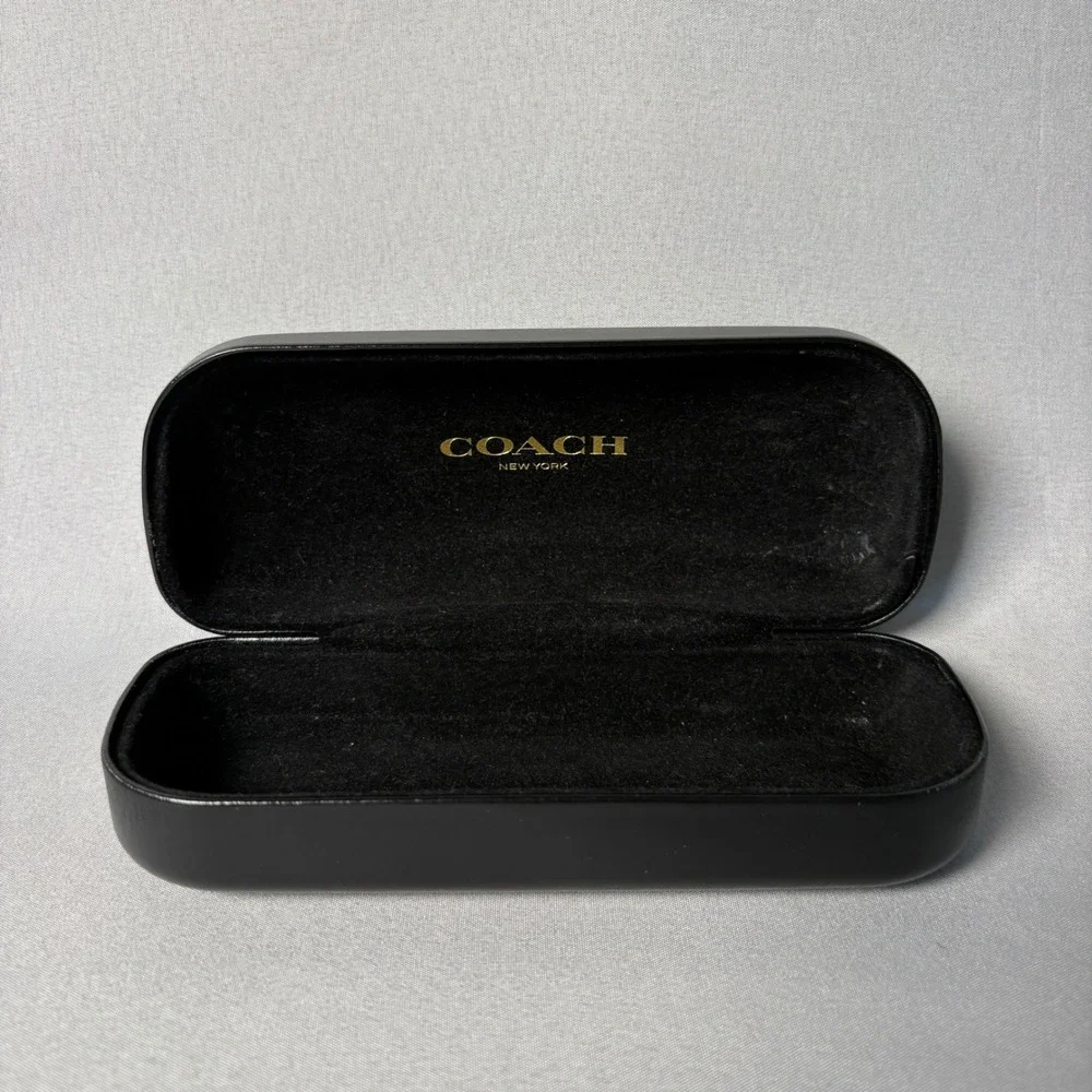 Coach New York Black Hard Shell Eyeglass Sunglasses Case Embossed Logo Gold Foil